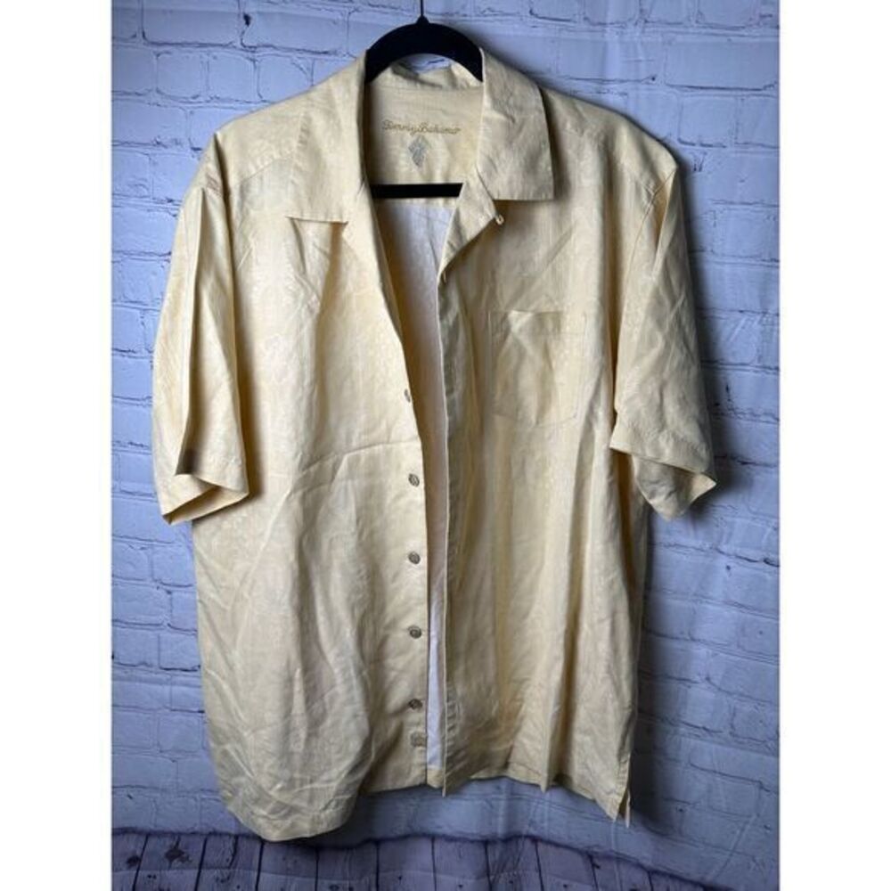 Tommy Bahama Elegant Cream‎ Linen Button-Down Shirt Tropical Luxury